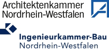 Logo AKNW, Architektenkammer Nordrhein Westfalen und Logo IKBAU, Ingenieurskammer Bau